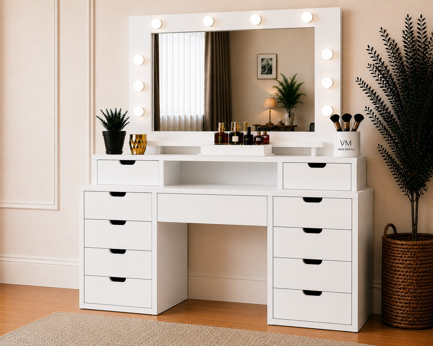 LEGNO BELLORA PREMIUM AYNALI MAKYAJ MASASI