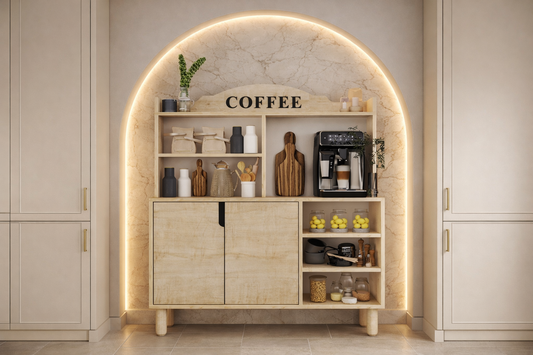 Pisa Kahve Köşesi-Çok Amaçlı Dolap-Mutfak Dolabı Safir Meşe