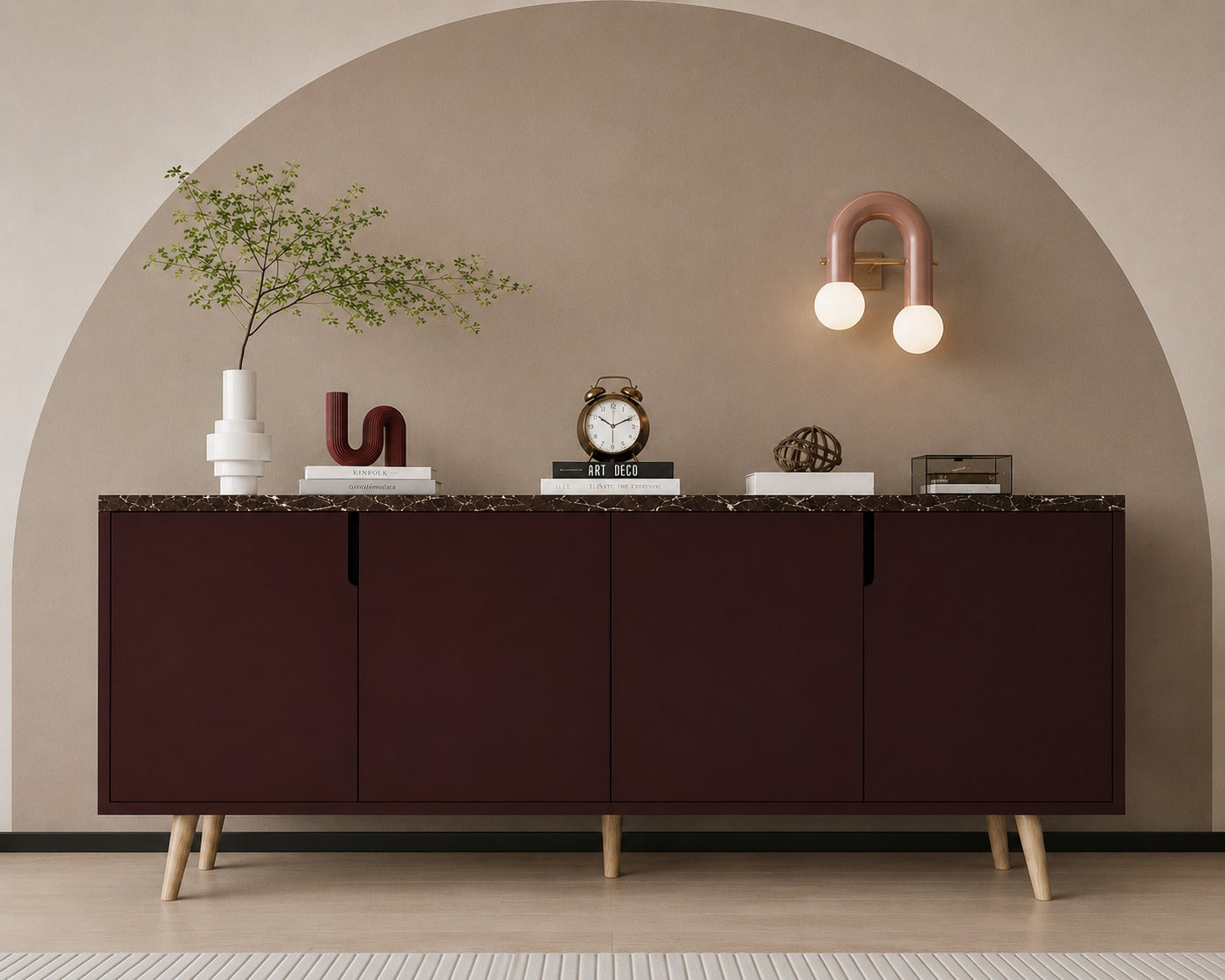 Latina Modern Konsol 180cm Mermer-Bordo