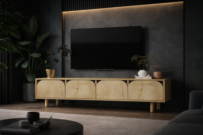 T-403 Lazio Bohem Ahşap Ayaklı Tv Ünitesi Tv Sehpası Safir Meşe