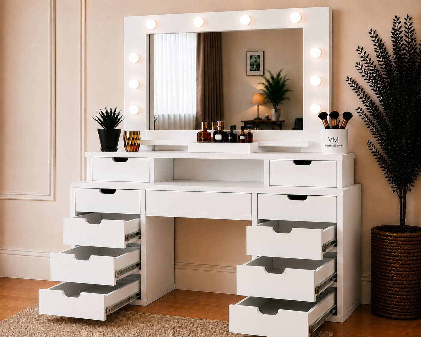 LEGNO BELLORA PREMIUM AYNALI MAKYAJ MASASI