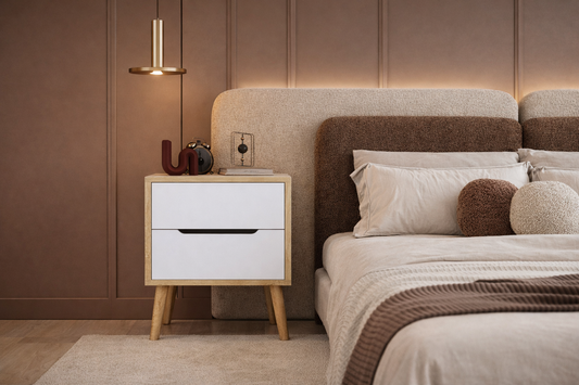 Flora Komodin 2 Çekmeceli Yatak Odası Bebek Odası Safir Meşe-Beyaz