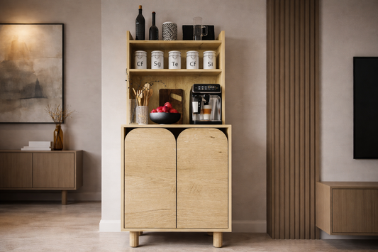 KA-204 Parma 2 Kapaklı Mutfak Dolap, Kahve Köşesi, Çok Amaçlı Dolap Safir Meşe