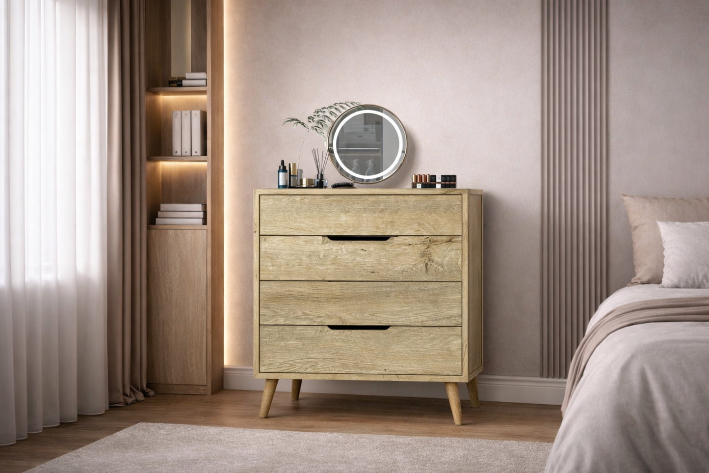 Flora Şifonyer 4 Çekmeceli Yatak Odası Bebek Odası Safir Meşe