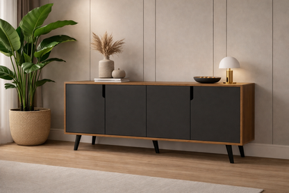 Latina Modern Konsol 180 Cm Safir Meşe - Antrasit (K-604)