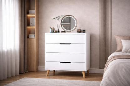 Flora Şifonyer 4 Çekmeceli Yatak Odası Bebek Odası Beyaz