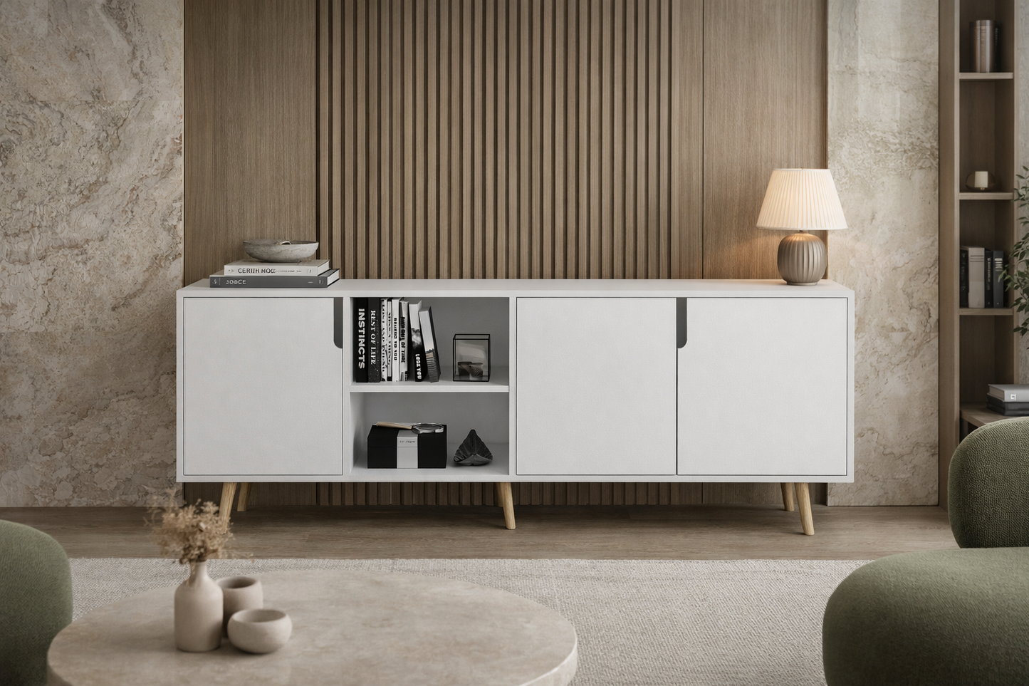 Latina Modern Konsol 3 Kapaklı 180 Cm Beyaz (K-901)