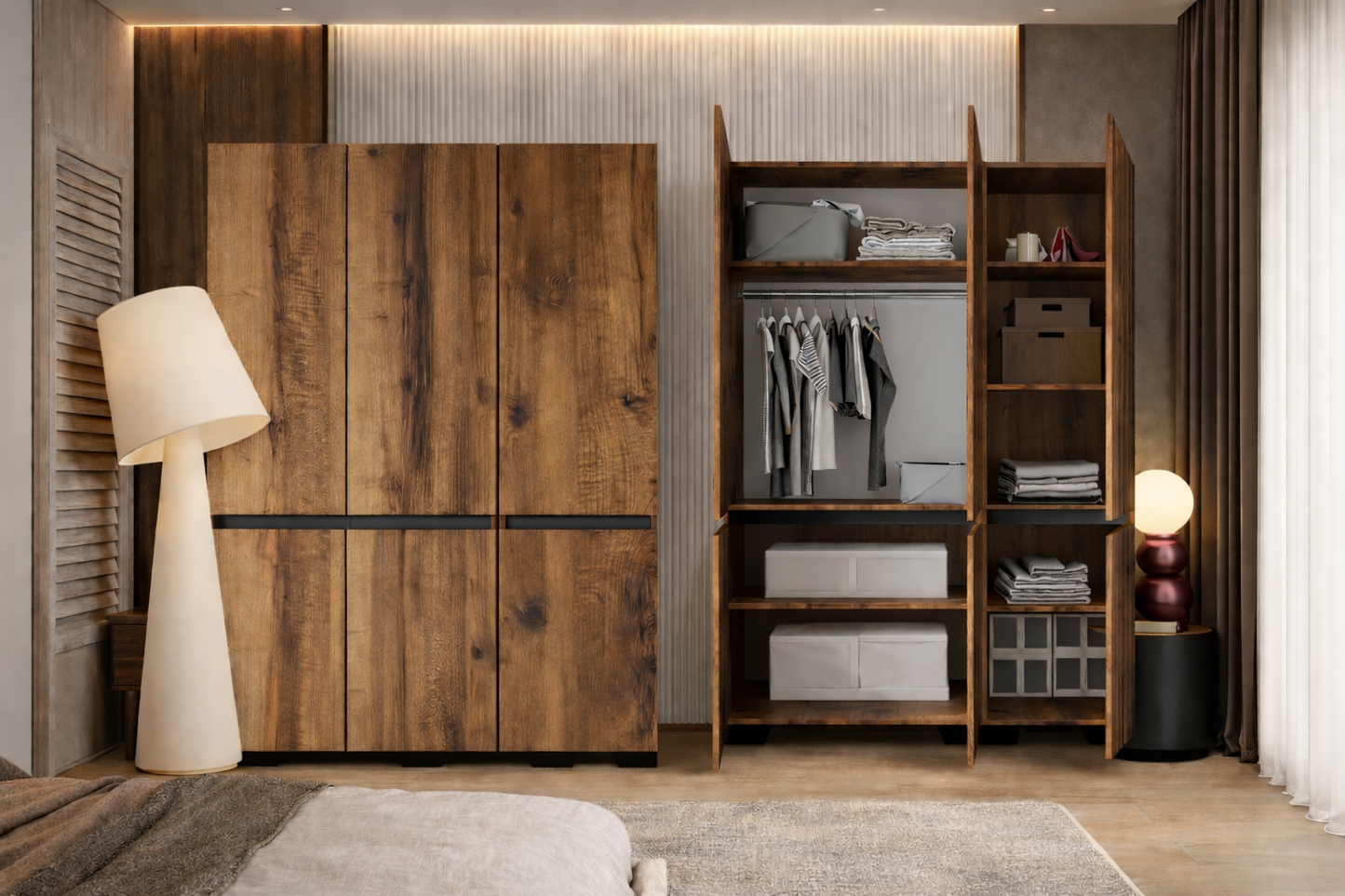 Floransa 6 Kapılı Flr6-ıra Ceviz- Antrasit Gardırop