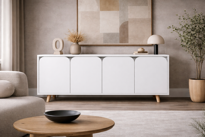 K-803 Lazio Bohem Ahşap Ayaklı Modern Konsol Beyaz