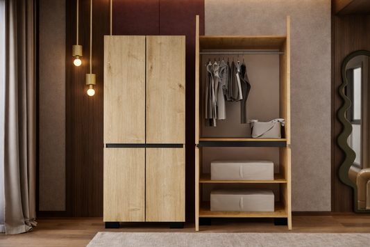 Floransa 4 Kapılı Flr4 -ıra Safir - Antrasit Gardırop-çok Amaçlı Dolap-yüklük