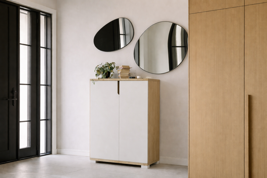 Venedik 4 Bölmeli Ayakkabılık Çok Amaçlı Dolap Mutfak Banyo Kiler Dolabı Safir Meşe & Beyaz