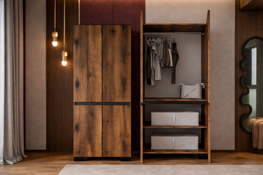 Floransa 4 Kapılı Flr4 -ıra Ceviz - Antrasit Gardırop-çok Amaçlı Dolap-yüklük