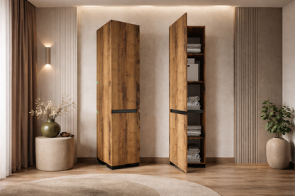 G-601 Floransa Tek Kapılı 4 Raflı Ceviz-Antrasit Çok Amaçlı Dolap Ceviz