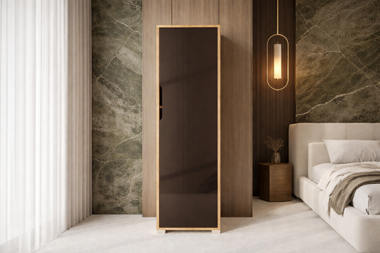 Flora 1 Kapaklı 5 Raflı Gardırop Safir Meşe - Antrasit Elbise Dolabı