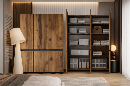 Floransa 6 Kapılı Flr6-ırf Ceviz - Antrasit Gardırop-çok Amaçlı Dolap-yüklük