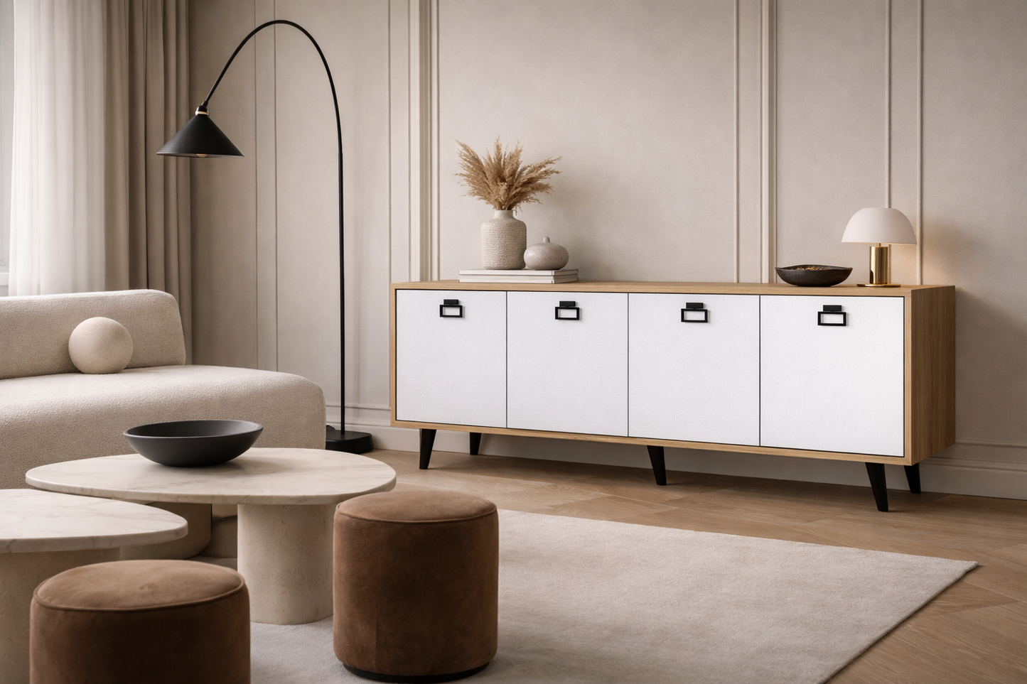 K-702 Mirza Modern Konsol 180 Cm Safir Meşe-beyaz