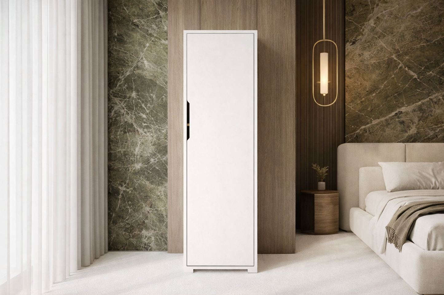 Flora 1 Kapaklı 5 Raflı Gardırop  Beyaz Elbise Dolabı