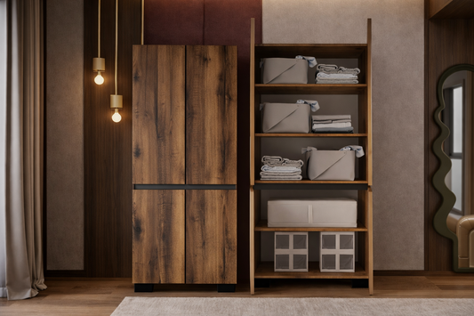 Floransa 4 Kapılı Flr4-ırf Ceviz - Antrasit Gardırop-çok Amaçlı Dolap-yüklük