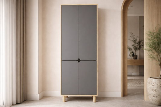 PADOVA Portmanto Vestiyer Ayakkabılık 4 Kapaklı Safir Meşe-Antrasit