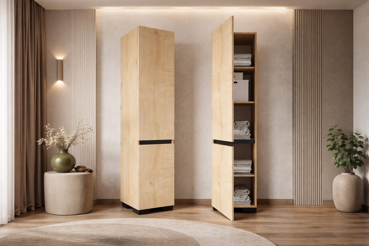 G-602 Floransa Tek Kapılı 4 Raflı Safir-Antrasit Çok Amaçlı Dolap