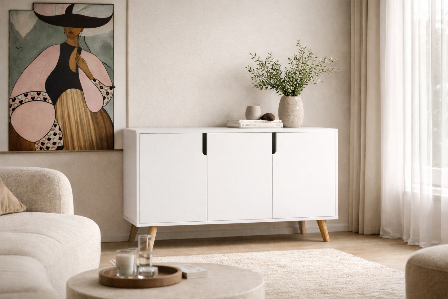 Verona 120 Cm Konsol, Kahve Köşesi, Tv Ünitesi, Çok Amaçlı Ahşap Ayaklı Konsol Beyaz (K-202)