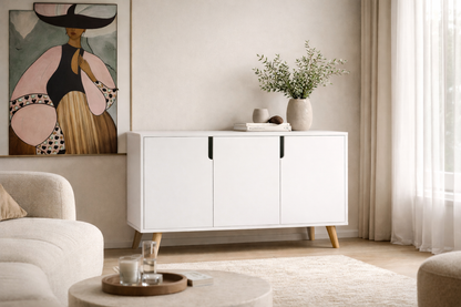 Verona 120 Cm Konsol, Kahve Köşesi, Tv Ünitesi, Çok Amaçlı Ahşap Ayaklı Konsol Beyaz (K-202)