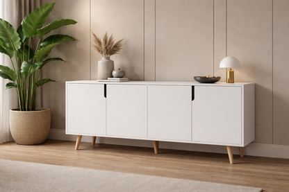 Latina Ahşap Ayaklı Modern Konsol 180 Cm Beyaz (K-601)