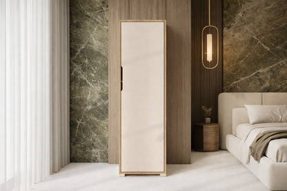 Flora 1 Kapaklı 5 Raflı Gardırop Safir Meşe  Beyaz Elbise Dolabı