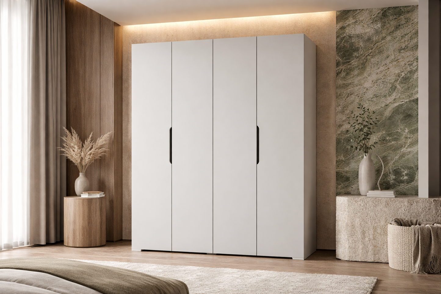 Monza 4 Kapılı Beyaz Gardırop Dolap 120 Cm Vm30, 180 Cm