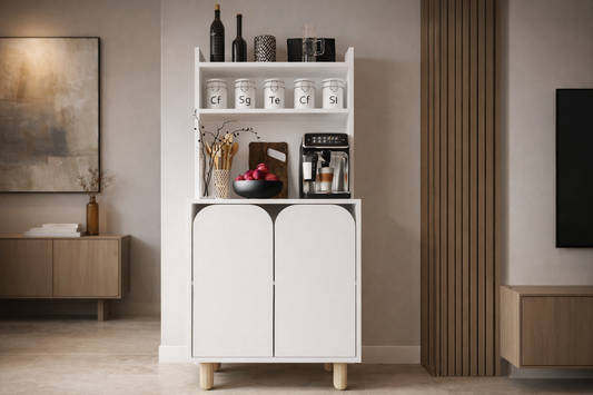 KA-201 Parma 2 Kapaklı Mutfak Dolap, Kahve Köşesi, Çok Amaçlı Dolap Beyaz