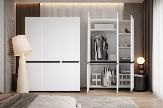 Floransa 6 Kapaklı Beyaz-Antrasit FLR3-IA2 Çok Amaçlı Dolap-Gardırop-Yüklük