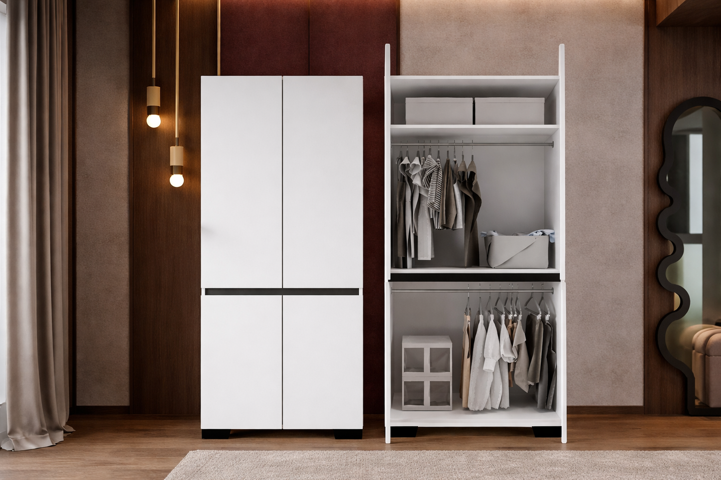 Floransa 4 Kapılı Flr-ıa2 Beyaz- Antrasit Gardırop-çok Amaçlı Dolap-yüklük