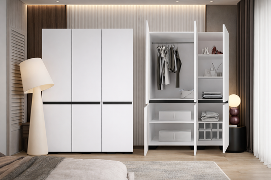 Floransa 6 Kapılı Flr6-ıra Beyaz- Antrasit Gardırop