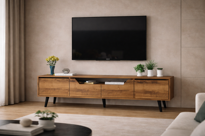 Roma Ahşap Ayaklı Tv Ünitesi Tv Sehpası Ceviz (T-304)