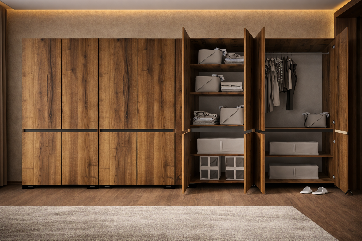 Floransa 8 Kapılı Flr8-A1AR Ceviz Antrasit Gardırop