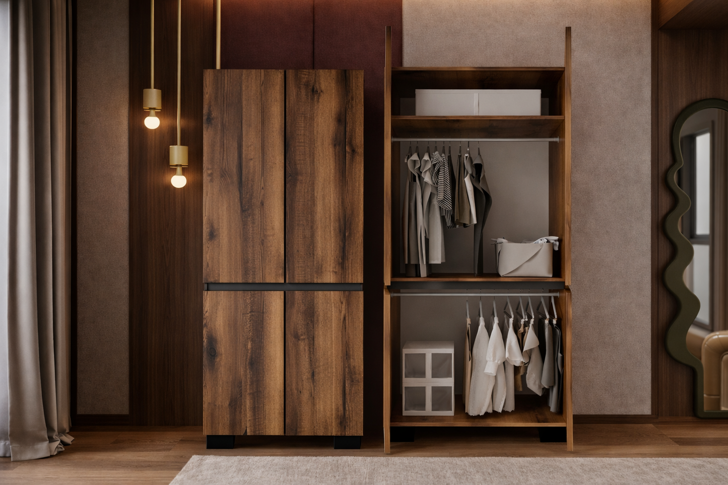 Floransa 4 Kapılı Flr4-ıa2 Ceviz- Antrasit Gardırop-çok Amaçlı Dolap-yüklük