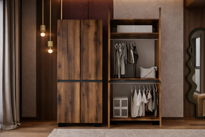 Floransa 4 Kapılı Flr4-ıa2 Ceviz- Antrasit Gardırop-çok Amaçlı Dolap-yüklük