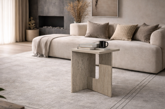 Terni Çok Amaçlı Yan Sehpa Bohem Traverten 35cm