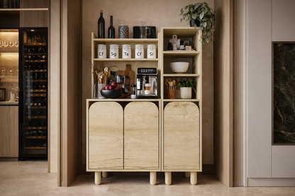 KA-103 Parma 3 Kapaklı Mutfak Dolap, Kahve Köşesi, Çok Amaçlı Dolap Safir Meşe